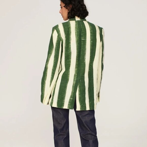 Simon Miller Lennox Jacket in Green Stripe - Picture 3 of 11